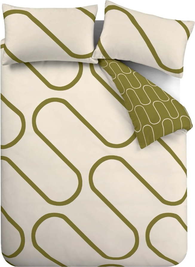 Khaki/béžové povlečení na dvoulůžko 200x200 cm Linear Curve – Catherine Lansfield Catherine Lansfield