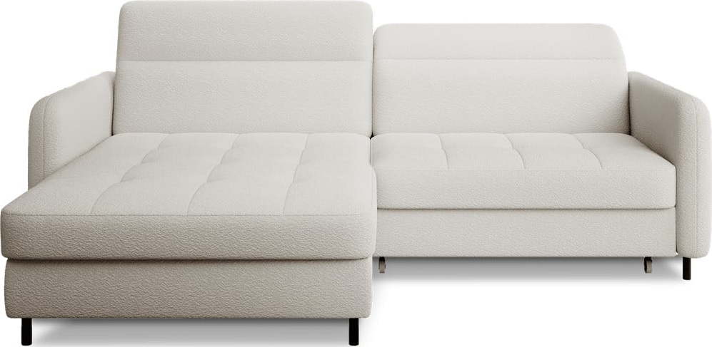 Krémová rozkládací/s úložným prostorem rohová pohovka z textilie bouclé (levý roh/s lenoškou) Gomsi – ELTAP ELTAP