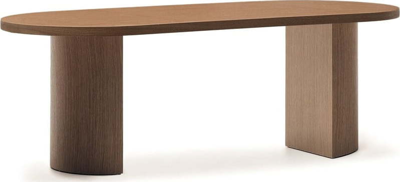 Kulatý jídelní stůl s deskou v dekoru ořechového dřeva 100x200 cm Nealy – Kave Home Kave Home