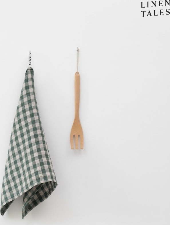 Lněná utěrka 45x65 cm Forest Green Gingham – Linen Tales Linen Tales