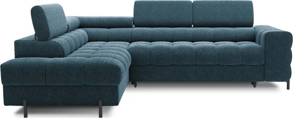 Modrá rozkládací/s úložným prostorem rohová pohovka z textilie bouclé (levý roh/do L) Ferucce – ELTAP ELTAP