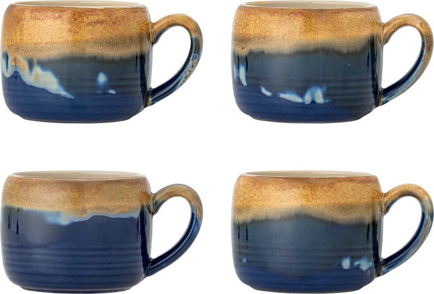 Modré/hnědé hrnky v sadě 4 ks z kameniny 400 ml Sheen – Bloomingville Bloomingville