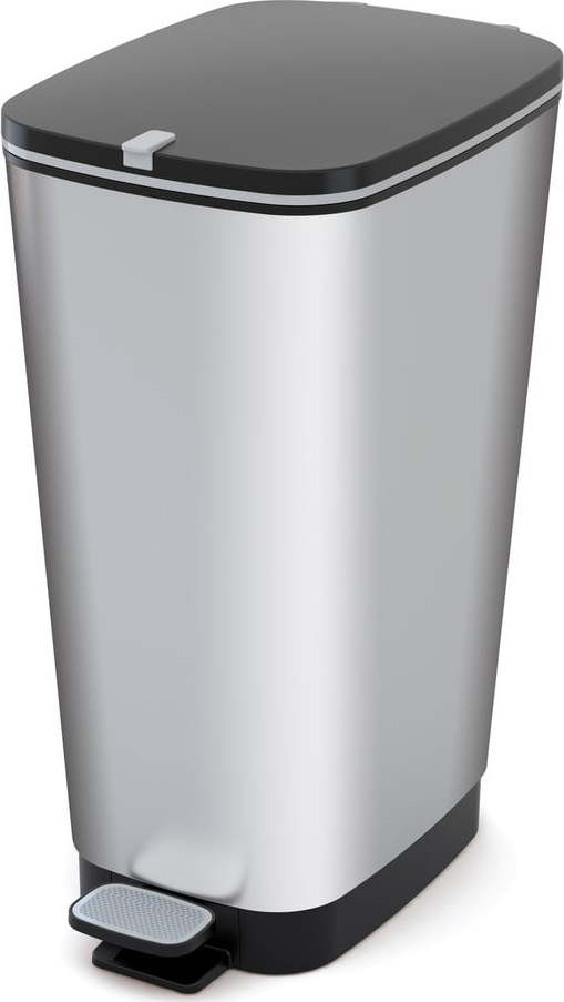 Nášlapný plastový odpadkový koš ve stříbrné barvě 45 l Chic Bin – KIS KIS