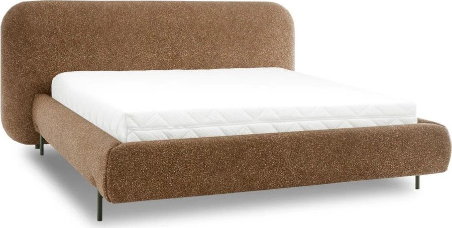 Okrově žlutá čalouněná dvoulůžková postel s úložným prostorem s roštem 140x200 cm Pointt – ELTAP ELTAP