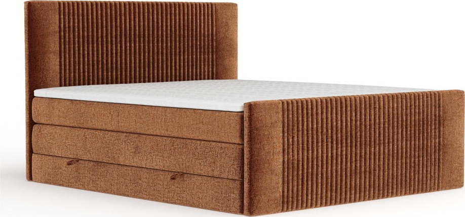 Oranžová boxspring postel s úložným prostorem 200x200 cm Bergamo – Maison de Rêve Maison de Reve