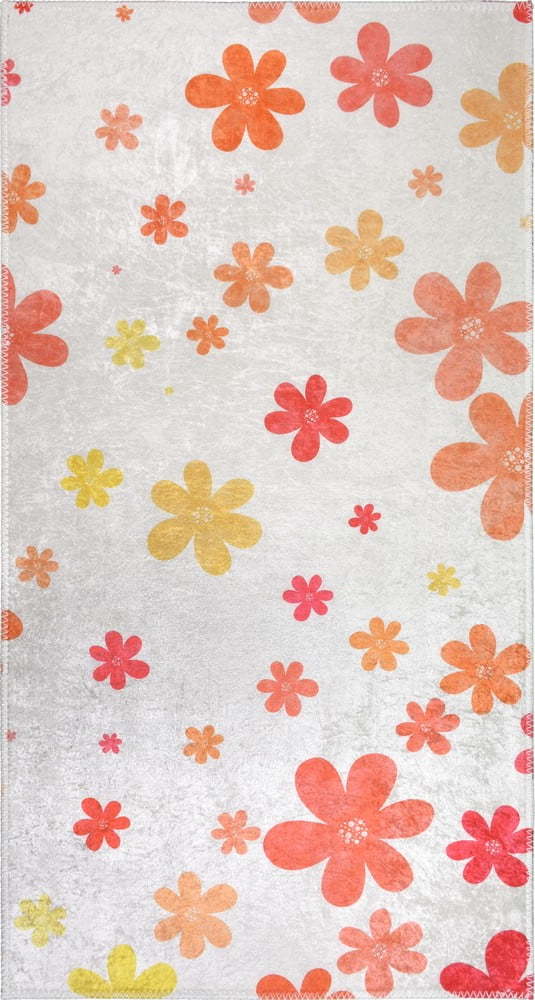 Oranžový/slonovinový pratelný dětský koberec 60x100 cm Fall Flowers – Vitaus Vitaus