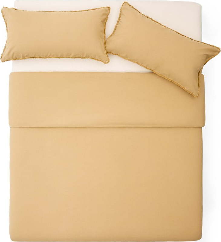 Povlečení na dvoulůžko/prodloužené z bavlněného perkálu v hořčicové barvě 260x240 cm Sifinia – Kave Home Kave Home