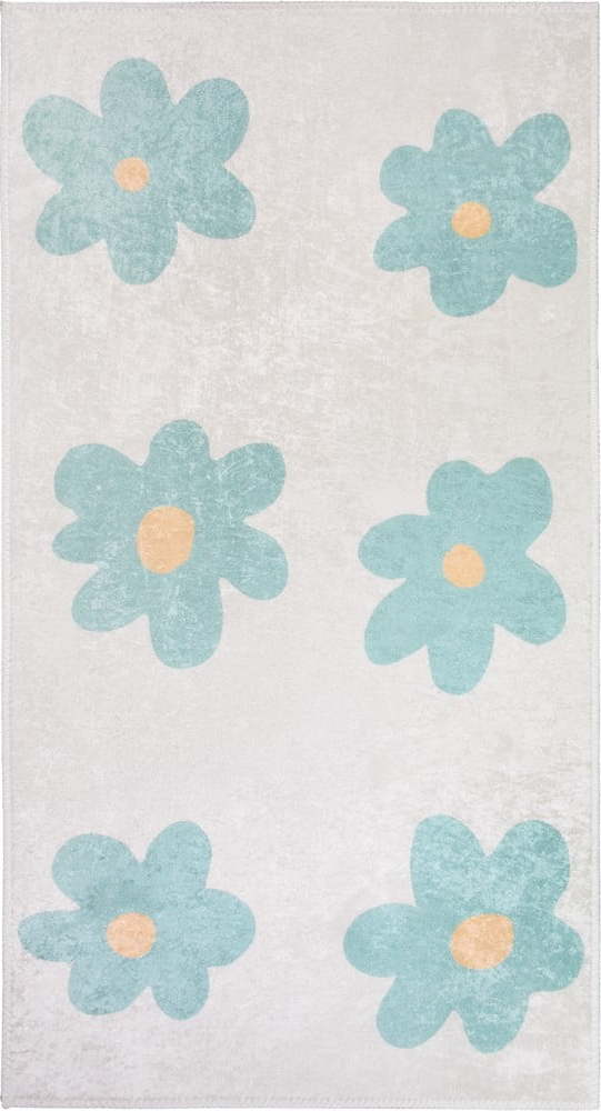 Pratelný dětský koberec v mentolové barvě/slonovinový 60x100 cm Cute Flowers Green – Vitaus Vitaus