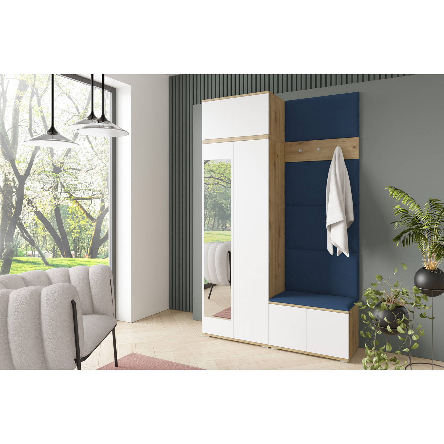 Předsíňová stěna SEVILLA II Modrá III SG nabytek