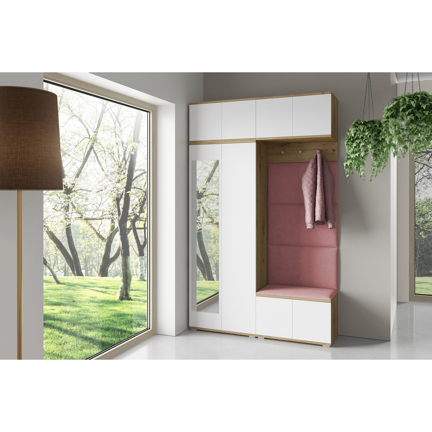 Předsíňová stěna SEVILLA III Růžová II SG nabytek