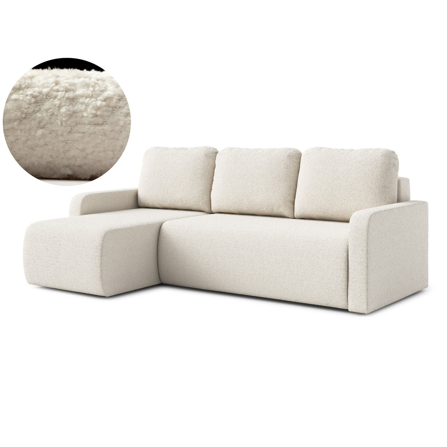 Rozkládací rohová sedací souprava ELES Levá Krémová RIMALL