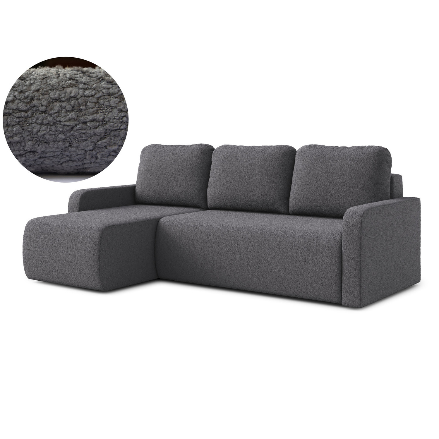 Rozkládací rohová sedací souprava ELES Levá Šedá RIMALL