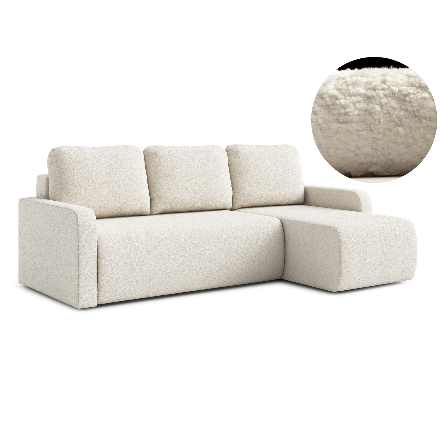 Rozkládací rohová sedací souprava ELES Pravá Krémová RIMALL