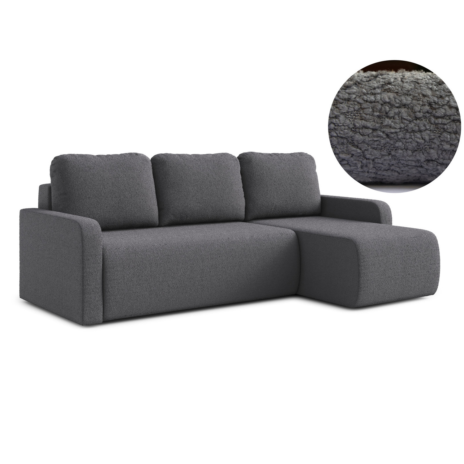 Rozkládací rohová sedací souprava ELES Pravá Šedá RIMALL