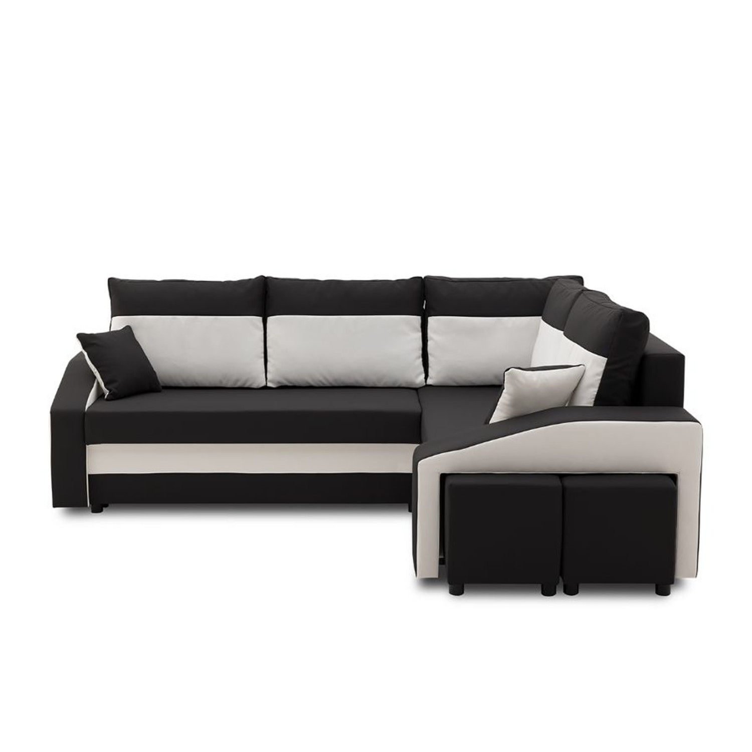 Rozkládací rohová sedací souprava GRANDE s taburety a poličkou model 2 Pravá v-ne-mik15-31 SG-nábytek