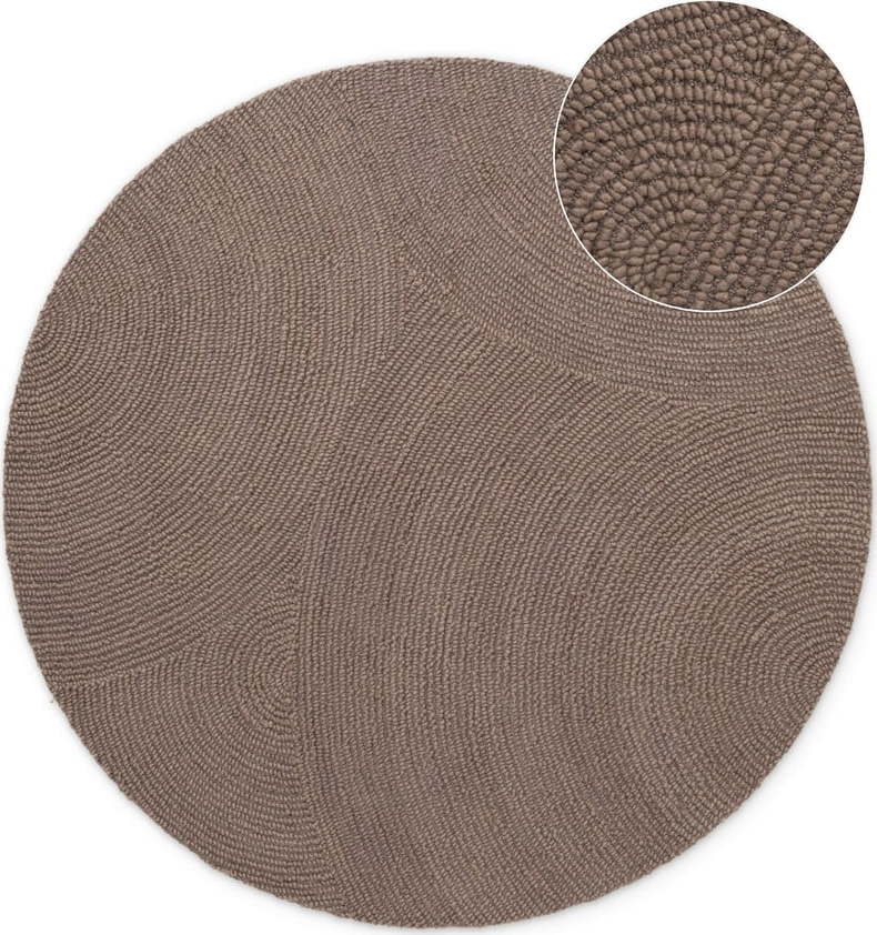 Ručně tkaný vlněný kulatý koberec taupe ø 150 cm Eleni Taupe – Hanse Home Hanse Home