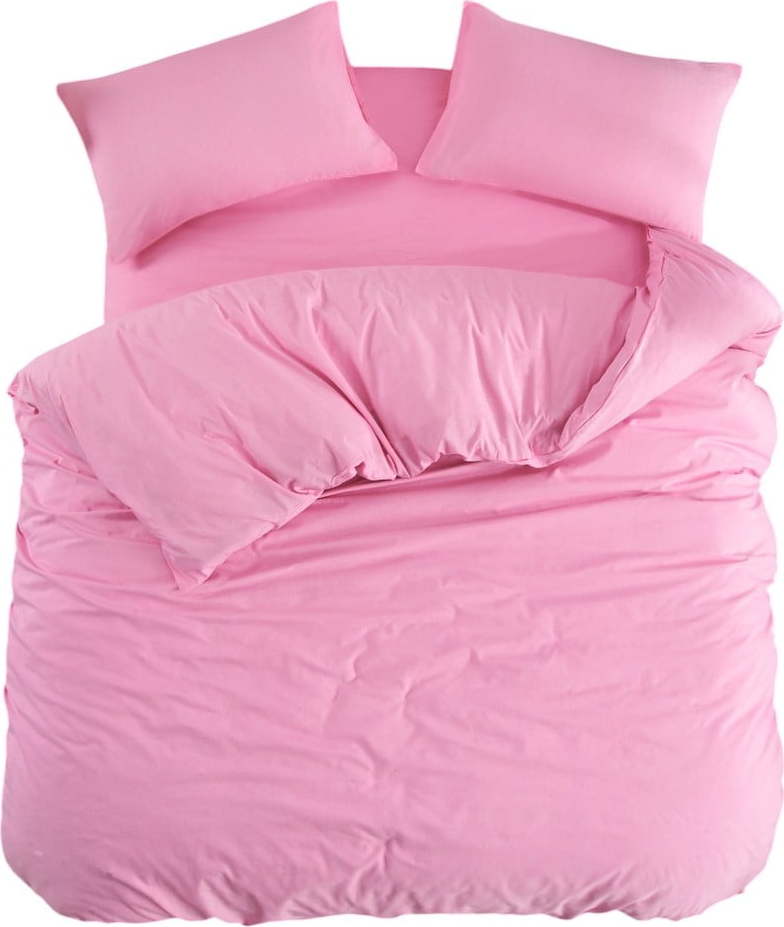Růžové povlečení na dvoulůžko/prodloužené s prostěradlem/4dílné 200x220 cm Classic – Mila Home Mila Home