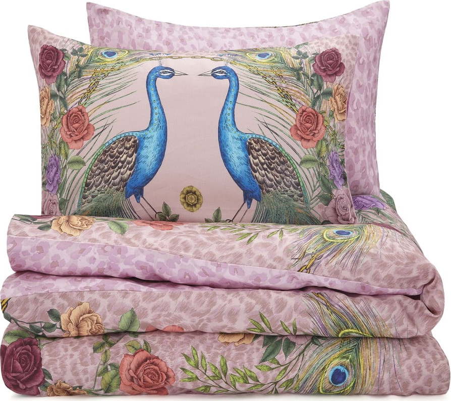 Růžové povlečení na jednolůžko z bavlněného saténu 135x200 cm Xanadu Peacock – Matthew Williamson Matthew Williamson