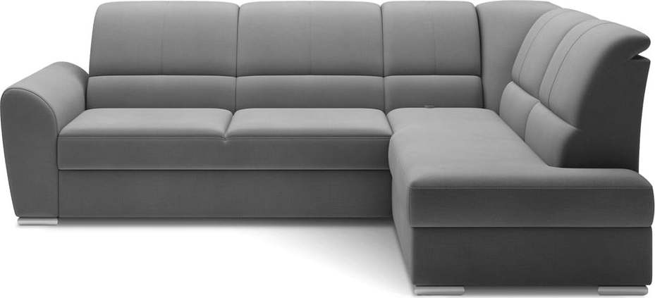 Šedá sametová rozkládací/s úložným prostorem rohová pohovka (pravý roh/do L) Siber – ELTAP ELTAP