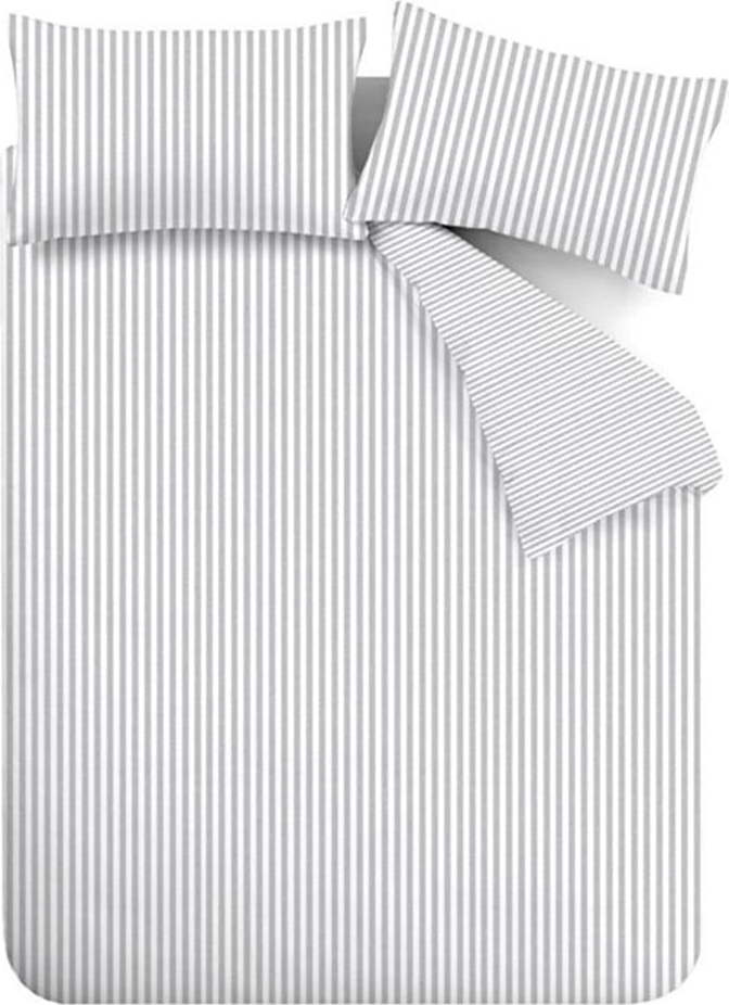 Šedé flanelové povlečení na dvoulůžko/prodloužené 230x220 cm Stripe – Catherine Lansfield Catherine Lansfield
