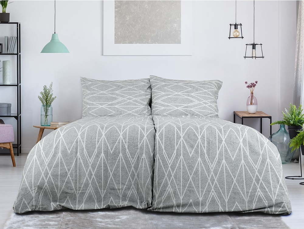 Šedé krepové povlečení na jednolůžko 140x200 cm Gray Stripes – B.E.S. B.E.S.