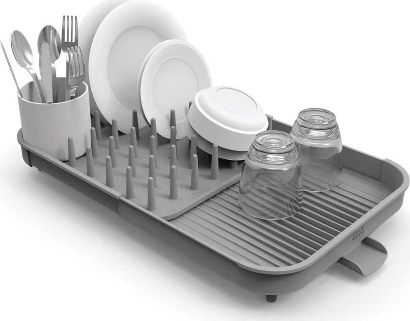 Šedý nastavitelný plastový odkapávač 34x37 cm Duo – Joseph Joseph Joseph joseph