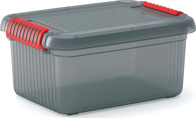 Šedý plastový úložný box s víkem 39x29x18 cm K Latch Box – KIS KIS