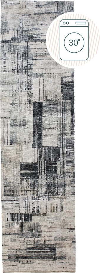 Šedý pratelný běhoun 60x230 cm Silas Abstract – Flair Rugs Flair Rugs
