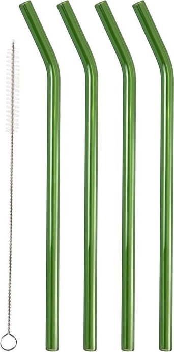 Skleněná brčka v sadě 4 ks s čistícím kartáčkem – Lyngby Glas Lyngby Glas