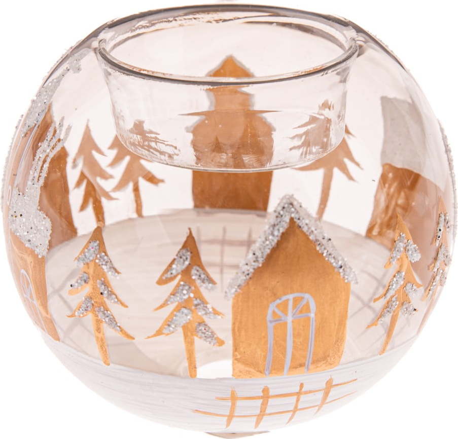 Skleněný svícen s vánočním motivem Snowy Land – Dakls Dakls