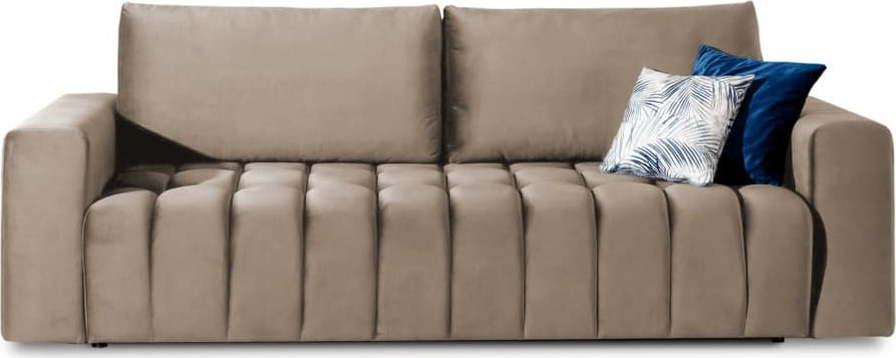 Světle hnědá sametová rozkládací/s úložným prostorem pohovka 247 cm Lazaro – ELTAP ELTAP