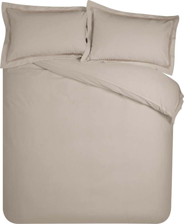 Světle hnědé povlečení na jednolůžko 135x200 cm Classic Lattice Lace – Catherine Lansfield Catherine Lansfield