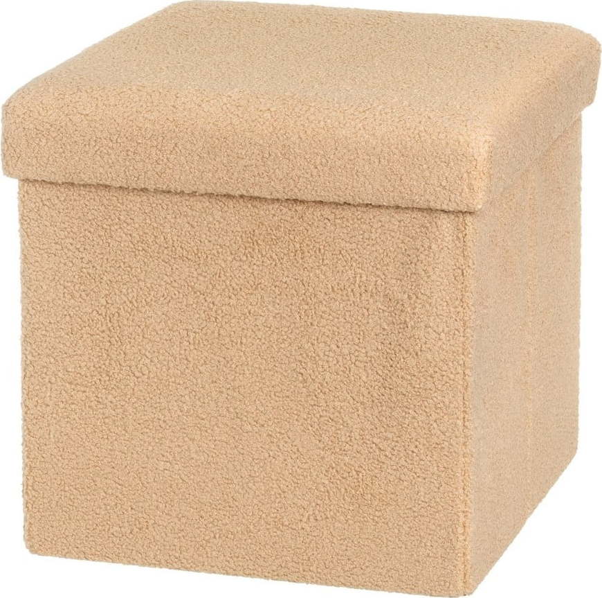 Světle hnědý taburet z textilie bouclé Folding – Casa Selección Casa Selección