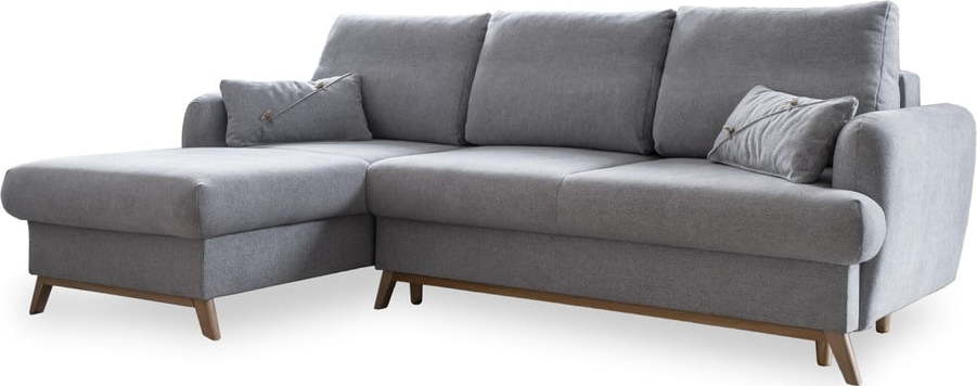 Světle šedá rozkládací/s úložným prostorem rohová pohovka (levý roh/s lenoškou) Scandic Lagom – Miuform Miuform