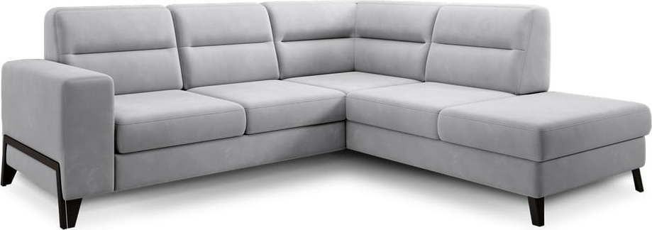 Světle šedá sametová rozkládací/s úložným prostorem rohová pohovka (pravý roh/do L) Cassara – ELTAP ELTAP