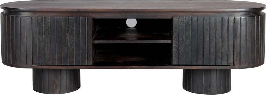 Tmavě hnědý TV stolek z mangového dřeva 140x45x40 cm Kenji – Dutchbone Dutchbone