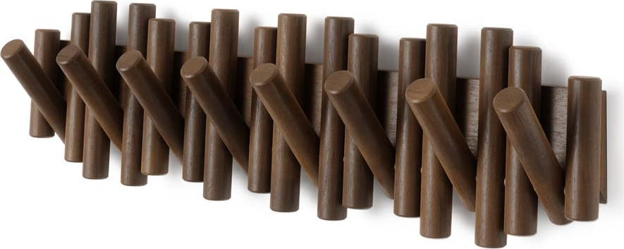 Tmavě hnědý nástěnný věšák z borovicového dřeva 61 cm Picket – Umbra Umbra