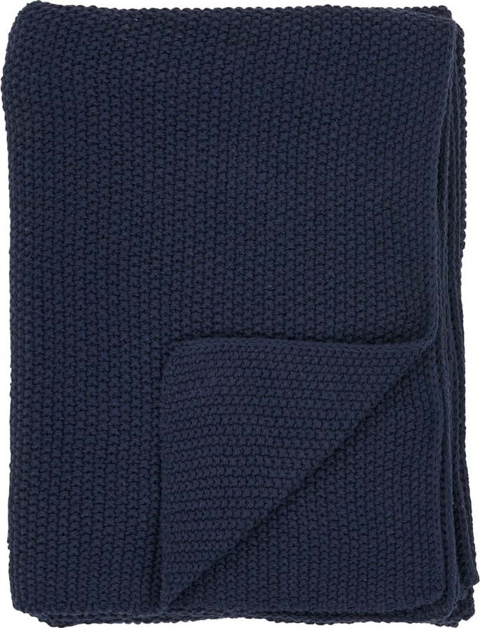 Tmavě modrá deka z recyklované bavlny 130x170 cm Santos – House Nordic House Nordic