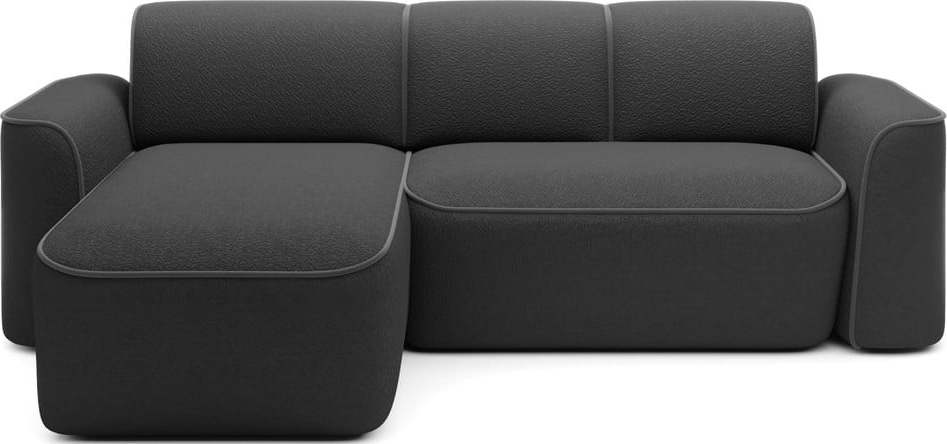 Tmavě šedá rohová pohovka z textilie bouclé (levý roh/s lenoškou) Ume – ELTAP ELTAP