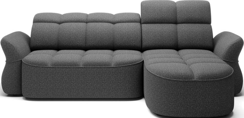 Tmavě šedá sametová rozkládací/s úložným prostorem rohová pohovka (pravý roh/s lenoškou) Beneth – ELTAP ELTAP