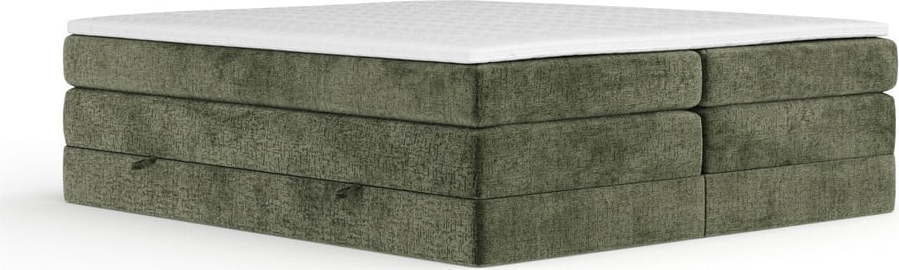 Tmavě zelená boxspring postel s úložným prostorem/bez čela 140x200 cm Juniper – Maison de Rêve Maison de Reve