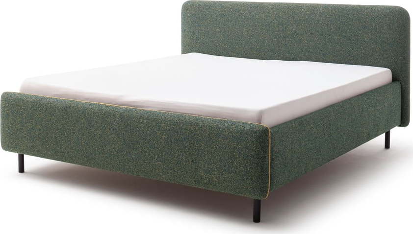 Tmavě zelená čalouněná dvoulůžková postel s úložným prostorem s roštem 140x200 cm Primo – Meise Möbel Meise Möbel