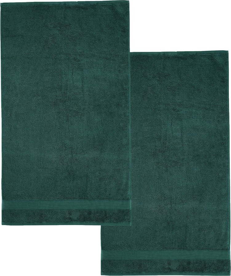 Tmavě zelené froté bavlněné osušky v sadě 2 ks 90x140 cm Anti-Bacterial – Catherine Lansfield Catherine Lansfield
