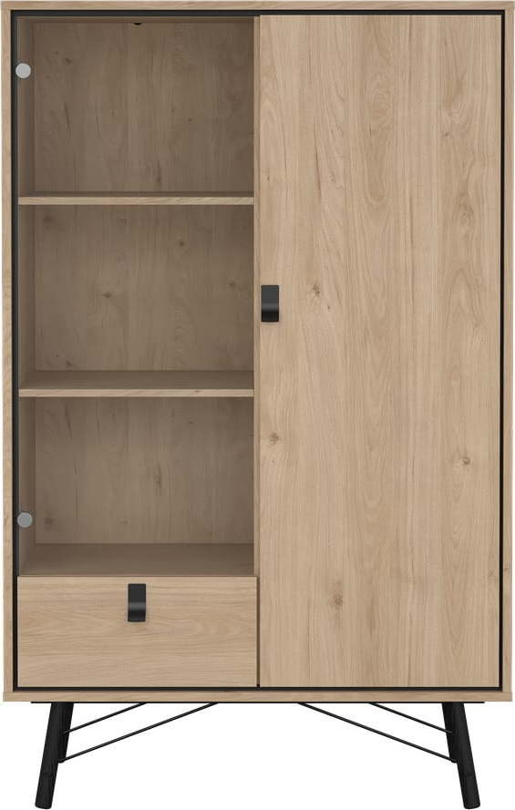 Vitrína v dekoru dubu v přírodní barvě 102x162x40 cm Ry – Tvilum Tvilum