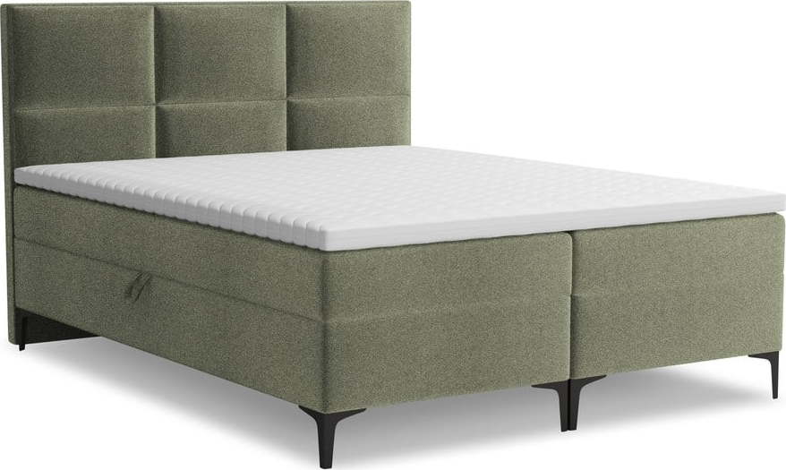Zelená boxspring postel s úložným prostorem 180x200 cm Pakalana – Makamii Makamii