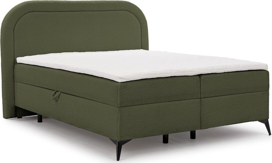 Zelená boxspring postel s úložným prostorem 200x200 cm Ornes – Ropez Ropez