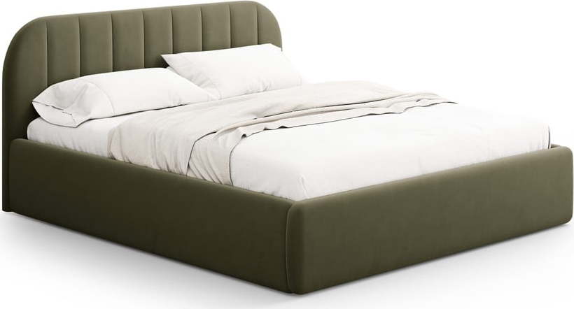 Zelená čalouněná dvoulůžková postel s úložným prostorem s roštem 180x200 cm Juno – Windsor & Co Sofas Windsor & Co Sofas