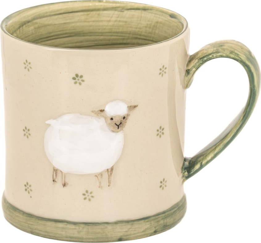 Zelený/béžový hrnek z kameniny 225 ml Sheep – Sass & Belle Sass & Belle