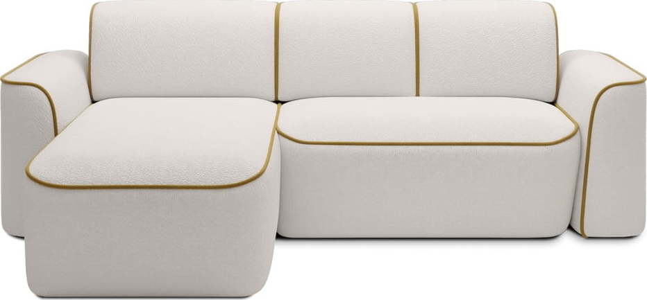 Žlutá/krémová rohová pohovka z textilie bouclé (levý roh/s lenoškou) Ume – ELTAP ELTAP