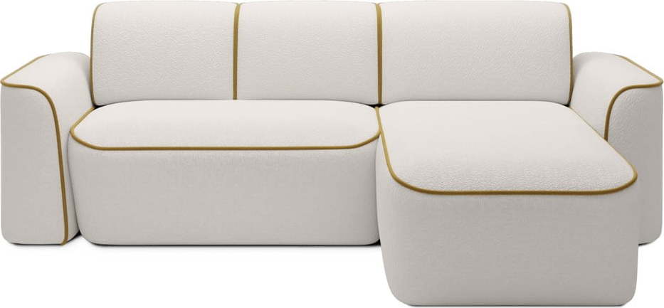 Žlutá/krémová rohová pohovka z textilie bouclé (pravý roh/s lenoškou) Ume – ELTAP ELTAP